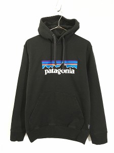 古着 20s Patagonia フィッツロイ BIG ロゴ スウェット パーカー 黒 XS 古着