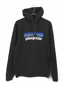 古着 19s Patagonia フィッツロイ BIG ロゴ スウェット パーカー 黒 S 美品!! 古着