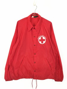 古着 70s USA製 Champion 「American Red Cross」 赤十字 ナイロン コーチ ジャケット XL 美品!! 古着