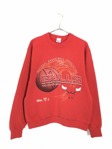 古着 90s USA製 NBA Chicago BULLS ブルズ ボール グラフィック スウェット トレーナー L 古着