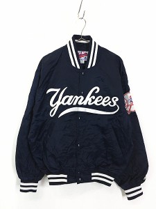 古着 90s MLB NY Yankees ヤンキース 光沢 サテン スタジャン ジャケット M 古着