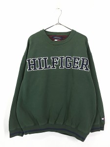 古着 90s TOMMY HILFIGER BIG ロゴ ナイロン パッチ スウェット トレーナー XL 古着