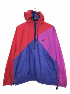 古着 90s NIKE カラフル クレイジー パターン ハーフジップ ナイロン ジャケット パーカー S 古着