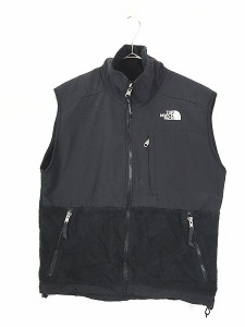 古着 90s TNF The NorthFace ロゴ 刺しゅう ナイロン 切替 フリース ベスト W-S 古着