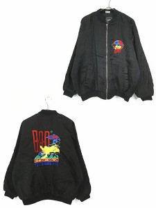 古着 90s 「BAD」 パロディー 犬 カラフル 刺しゅう パデット ナイロン ジャケット ブルゾン L 古着