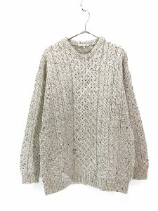 古着 80s Ireland製 Connemara Knitwear ネップ アラン フィッシャーマン ウール ニット セーター L