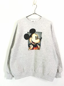 古着 90s USA製 Disney Mickey ミッキー アート グラフィック スウェット トレーナー XL 古着