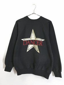 古着 90s USA製 「DANCER」 フロッキー & ラメ ワンスター スウェット トレーナー M 古着