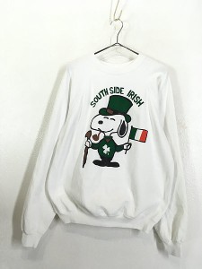 古着 90s USA製 Snoopy スヌーピー IRISH キャラクター スウェット トレーナー XL 古着