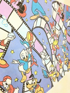 雑貨 古着 90s Disney ディズニー ミッキーと仲間たち ムービー フィルム 総柄 ベッド シーツ カバー TWIN 古着