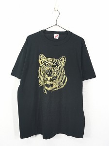 古着 90s USA製 トラ タイガー ゴールド プリント Tシャツ XL 古着