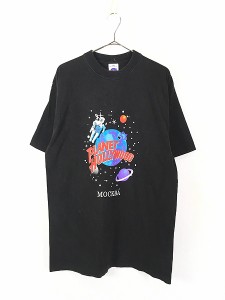 古着 90s USA製 PLANET HOLLYWOOD 「MOCKBA」 宇宙飛行士 BIG ロゴ Tシャツ L 古着