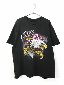 古着 90s 「WiLD AS THE WIND」 サンダー イーグル だまし絵 Tシャツ XL位 古着