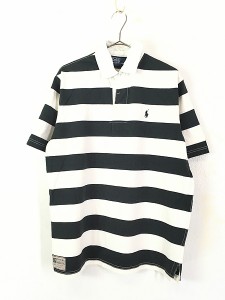 古着 90s Polo Ralph Lauren ナンバリング パッチ ボーダー 半袖 ラガー ラグビー シャツ M 古着