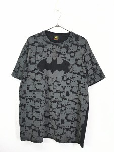 古着 00s BATMAN バットマン キャラクター BIG マーク マスク 総柄 Tシャツ L 古着