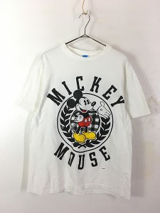 古着 90s USA製 Disney Mickey ミッキー両面 BIG プリント Tシャツ L 古着