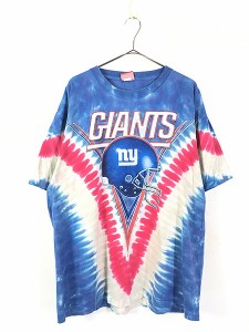 古着 90s NFL New York Giants ジャイアンツ BIG グラフィック タイダイ Tシャツ XL 古着