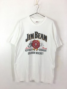 古着 90s USA製 JIM BEAM バーボン ウイスキー 企業 Tシャツ L 古着