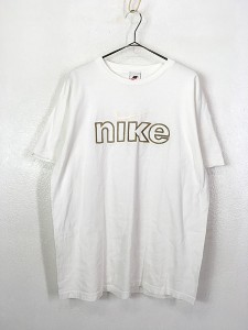 古着 90s USA製 NIKE BIG ロゴ 刺しゅう Tシャツ XL 古着