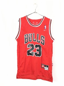 古着 NIKE製 NBA Chicago BULLS No23 「M.JORDAN」 ジョーダン メッシュ タンクトップ S 古着