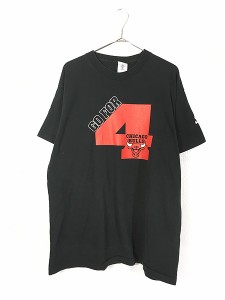古着 90s USA製 NBA Chicago BULLS ブルズ 「GO FOR 4」 ナンバリング Tシャツ XL 古着