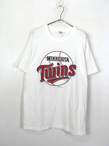 古着 90s MLB Minnesota Twins ツインズ 凸凹 「m」 プリント Tシャツ L 古着