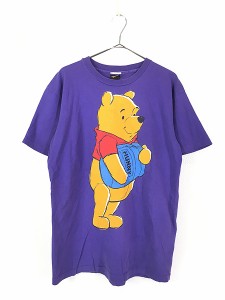 古着 90s USA製 Disney Pooh クマのプーさん BIG プリント Tシャツ M 古着