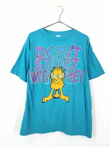 古着 90s Garfield ガーフィールド 「DON'T START WITH ME!」 Tシャツ M 古着