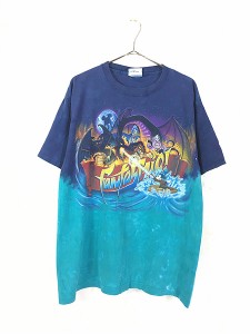 古着 90s USA製 Disney Fantasmic 豪華 ヴィランズ × ミッキー タイダイ Tシャツ L 古着