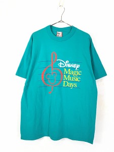 古着 90s USA製 Disney Mickey ミッキー 「Magic Music Days」 音符 Tシャツ XL位 古着