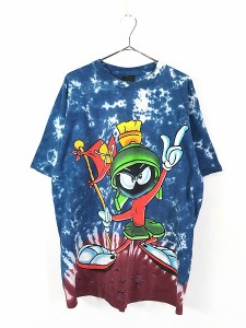 古着 90s USA製 LOONEY TUNES Marvin the Martian マービン K-9 宇宙 惑星 タイダイ Tシャツ XL 古着