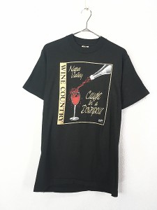 古着 80s USA製 WINE ワイン アート グラフィック Tシャツ M 古着