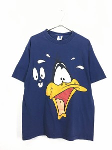 古着 90s USA製 LOONEY TUNES ダフィー ダック × バックス バニー Tシャツ L 古着