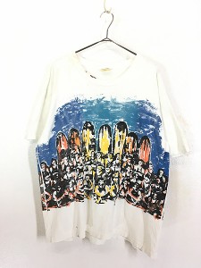 古着 90s St John's Bay サーフィン 集合写真 両面 ペイント アート Tシャツ XL位 古着