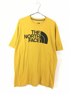 古着 TNF The North Face BIG ロゴ プリント Tシャツ カラシ M 古着