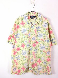 古着 90s Polo Ralph Lauren 「CLAYTON」 ボタニカル 花柄 開襟 ボックス 半袖 シャツ L 古着