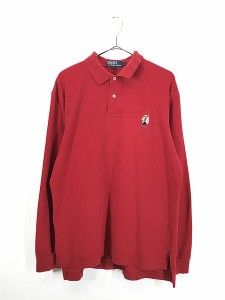 古着 90s Polo Ralph Lauren 「POLO BEAR」 スキー ポロベア 長袖 ポロシャツ ロンポロ L 古着