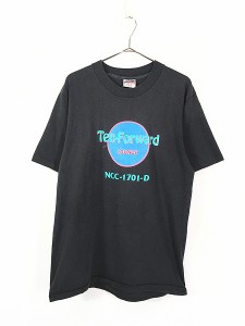 古着 90s USA製 「Ten-Forward LOUNGE」 ハードロック パロディ Tシャツ L 古着