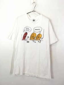 古着 90s USA製 「nice buns!」 「weenie」 ホットドッグ スラング ファニー アート Tシャツ XL 古着