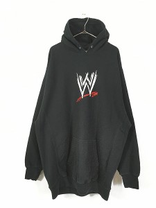 古着 00s WWE ロゴ プロレス リバース タイプ ヘビー スウェット パーカー XXL 古着