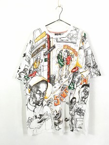 古着 00s 5ive jungle ストリート ラップ オールオーバー グラフィック Tシャツ 2XL 古着