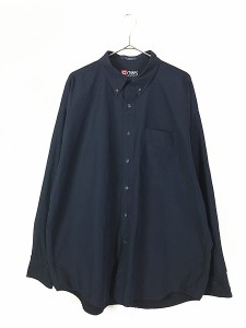 古着 90s CHAPS Ralph Lauren 同色 エンブレム 刺しゅう フェイク スエード BD シャツ XL 古着