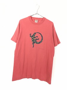 古着 90s USA製 トカゲ アニマル アート Tシャツ L 古着