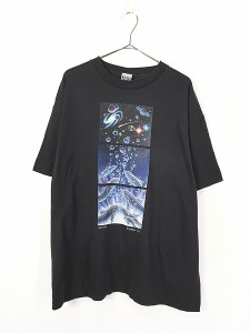 古着 90s USA製 Markus Willis 「FABRIC ART」イルカ 宇宙 惑星 アート Tシャツ XL 古着