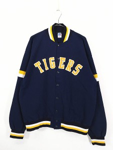 古着 80s USA製 Russell 「TIGERS」 ボタン ジャージ スタジアム ジャケット スタジャン XL 古着