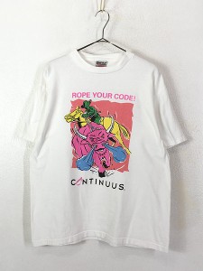 古着 90s USA製 Continuus Software 「Rope Your Code」 e-Asset ソフトウェア Tシャツ L 古着