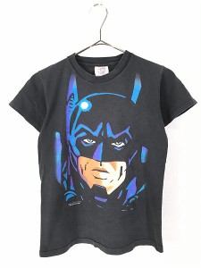 キッズ 古着 90s USA製 BATMAN バッドマン アメコミ キャラクター 両面 Tシャツ 黒 M 10歳以上位 古着