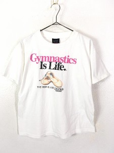 レディース 古着 90s USA製 「Gymnastics Is Life」 体操 バレエシューズ Tシャツ XL 古着