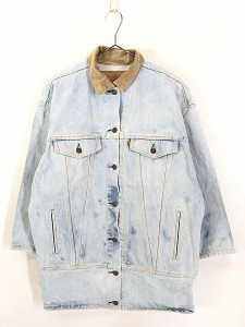 レディース 古着 80s USA製 Levis 77934 襟 コーデュロイ ブリーチ デニム ワイド コート ショート丈 Ｍ 古着