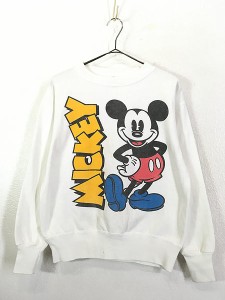 レディース 古着 80s Disney MICKEY 片面 プリント キャラクター スウェット トレーナー S 古着